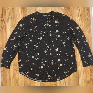 Hilary Radley Ladies Women Long Sleeve Blouse, Black ( XL )